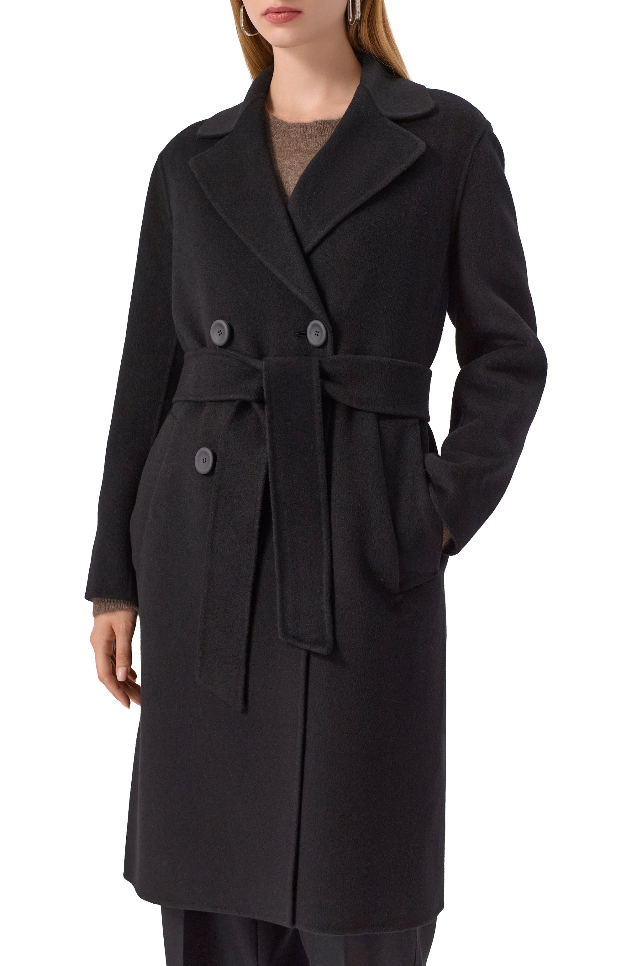 Пальто из кашемира и шерсти MAX MARA STUDIO черного цвета по цене 199500 руб., арт. CANNETI, фото 3 Пальто из кашемира и шерсти MAX MARA STUDIO, арт. CANNETI, фото 3