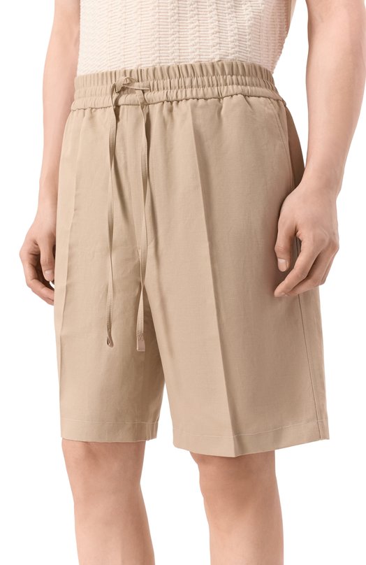 Шорты изо льна и хлопка Brioni RP3G0L/PA106 Бежевый  RP3G0L/PA106 Фото 3