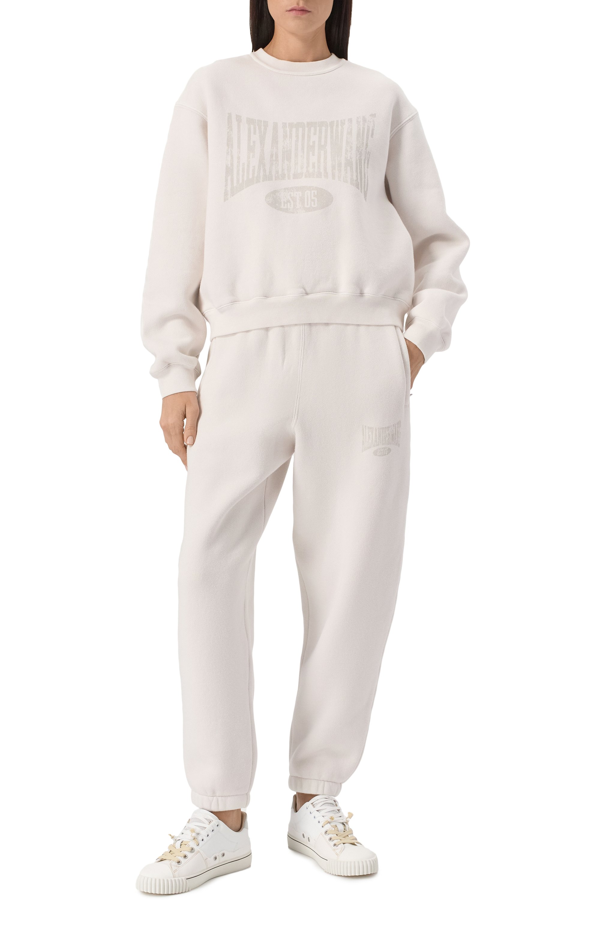 Хлопковые джоггеры ALEXANDERWANG.T молочного цвета по цене 49700 руб., арт. 4CC2254420, фото 2 Хлопковые джоггеры ALEXANDERWANG.T, арт. 4CC2254420, фото 2