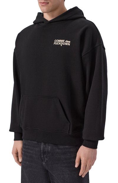 Хлопковое худи COMME DES FUCKDOWN черного цвета по цене 15000 руб., арт. CFABM01935, фото 3 Хлопковое худи COMME DES FUCKDOWN, арт. CFABM01935, фото 3