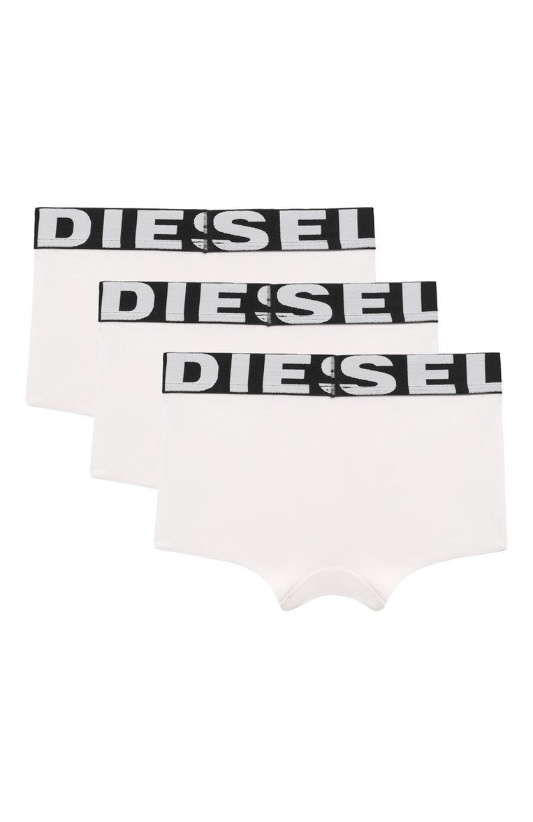 Детские комплект из трех боксеров DIESEL белого цвета, арт. J01911/KYAYJ | Фото 2 (Драгоценные камни: Проставлено; Рукава: Короткие; Материал внешний: Хлопок; Материал сплава: Проставлено; Ростовка одежда: 4 года | 104 см, 13 - 15 лет | 158 см, 16 лет | 164 см, 10 - 11 лет | 140 - 146см, 6 лет | 116 см, 8 лет | 128 см)