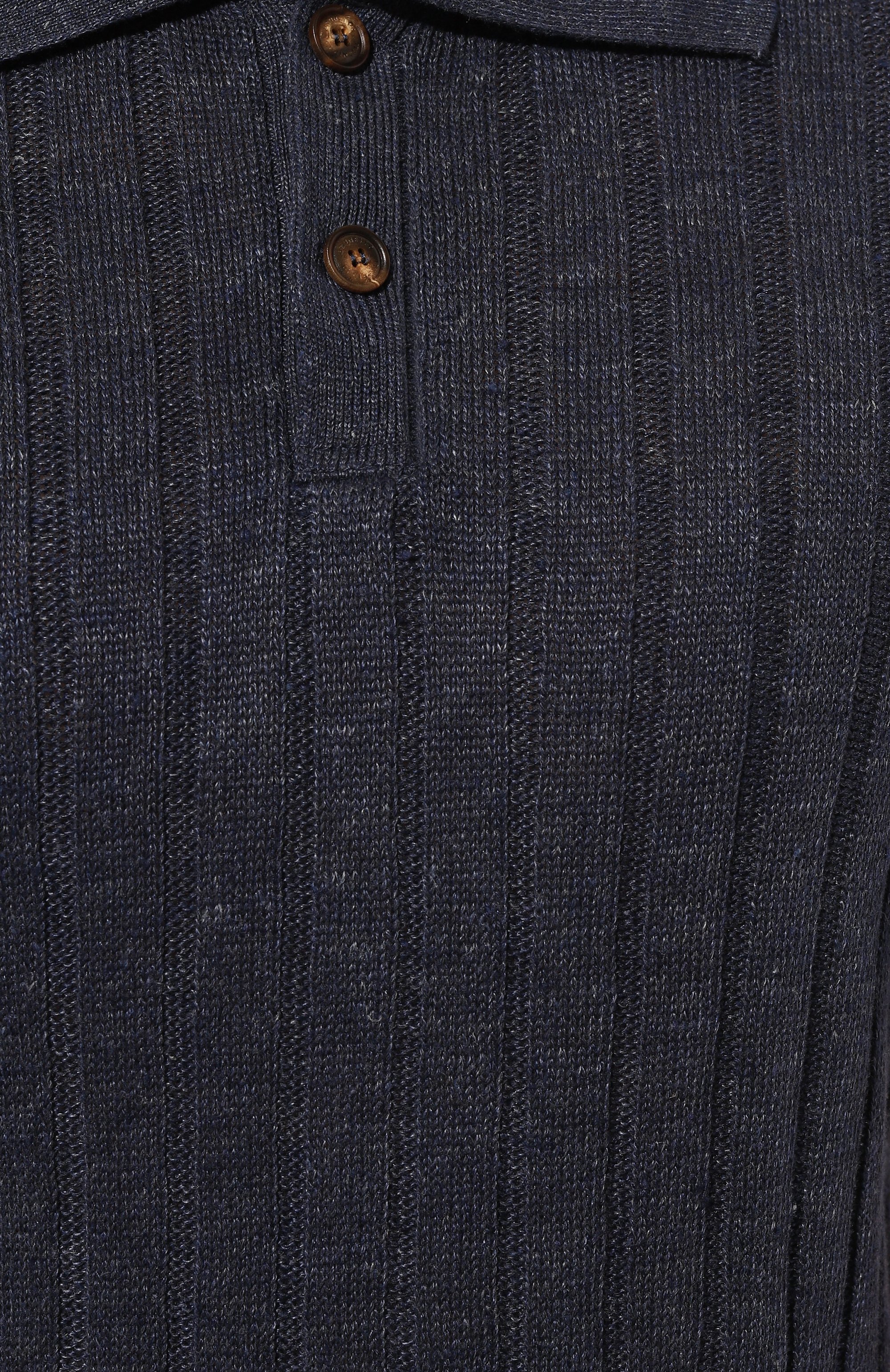 Поло изо льна и хлопка BRUNELLO CUCINELLI темно-синего цвета по цене 128500 руб., арт. M2L70B2256, фото 5 Поло изо льна и хлопка BRUNELLO CUCINELLI, арт. M2L70B2256, фото 5