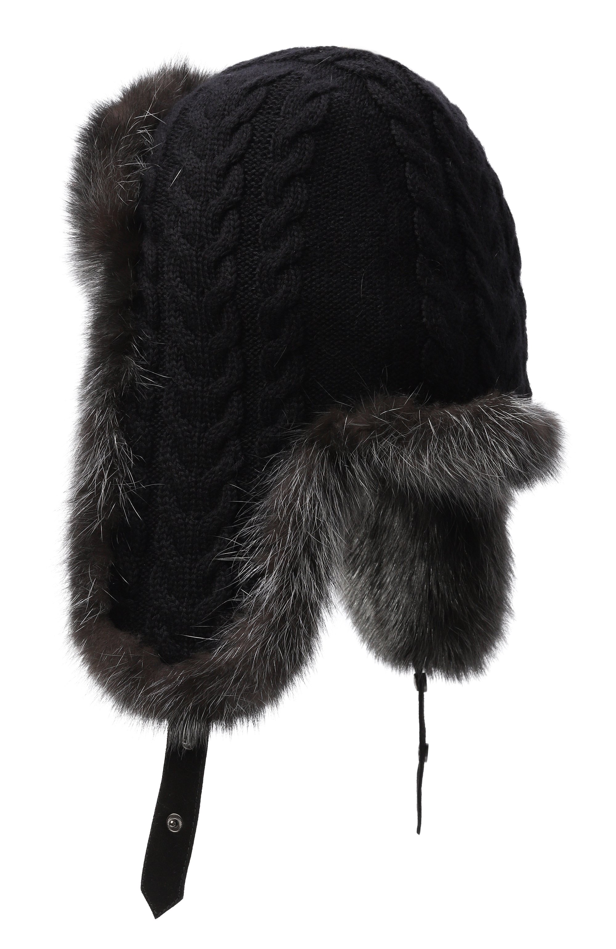 Кашемировая шапка-ушанка с мехом соболя BLACK SABLE, арт. BS-FHK-SS, фото 2