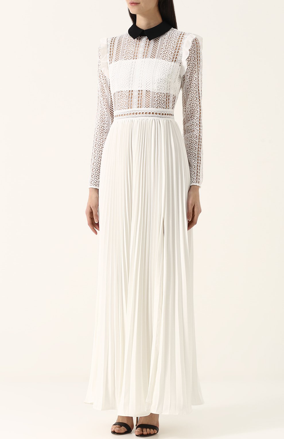 Платье-макси с плиссированной юбкой и кружевным лифом SELF-PORTRAIT, арт. SP16-043L, фото 3