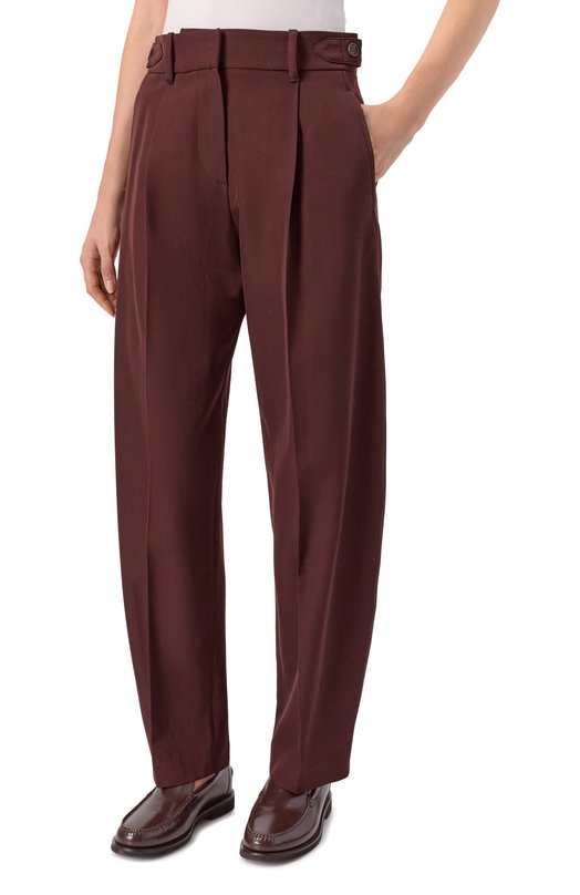 Брюки из шерсти и хлопка Brunello Cucinelli MA033P9039 Бордовый  MA033P9039 Фото 3