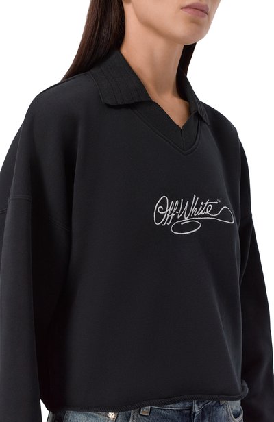 Хлопковое поло OFF-WHITE черного цвета по цене 69950 руб., арт. 2FE00633T, фото 5 Хлопковое поло OFF-WHITE, арт. 2FE00633T, фото 5