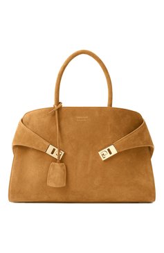Женская сумка hug large FERRAGAMO светло-коричневого цвета, арт. 219915/779242 | Фото 1 (Размер: large; Материал: Натуральная кожа, Натуральная замша; Ремень/цепочка: На ремешке)
