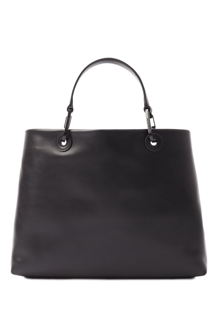 Женская сумка-тоут myea EMPORIO ARMANI черного цвета, арт. EW000360/AF13792 | Фото 6 (Ремень/цепочка: На ремешке; Материал: Натуральная кожа; Размер: medium)