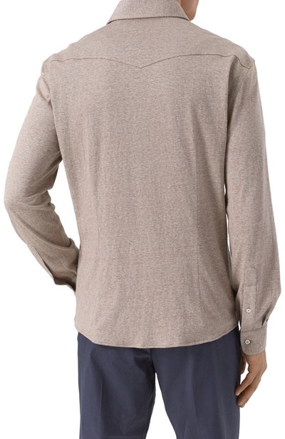 Рубашка изо льна и хлопка BRUNELLO CUCINELLI, арт. MW8356666, фото 4