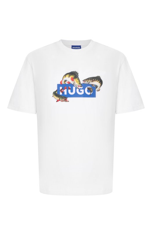Хлопковая футболка HUGO Blue 50554349 Белый 50554349