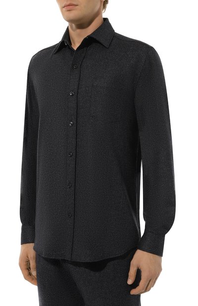 Рубашка из шерсти и вискозы AGNONA темно-синего цвета по цене 87900 руб., арт. TD08U3E/UW014E, фото 3 Рубашка из шерсти и вискозы AGNONA, арт. TD08U3E/UW014E, фото 3