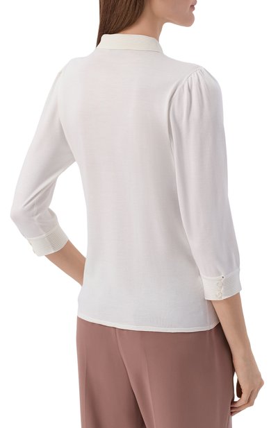 Шелковое поло KITON белого цвета по цене 191500 руб., арт. D61726, фото 4 Шелковое поло KITON, арт. D61726, фото 4