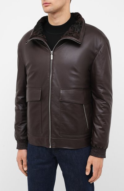 Кожаный бомбер с подкладкой из овчины ZILLI, арт. MAU-GALIE-01763/0001, фото 3