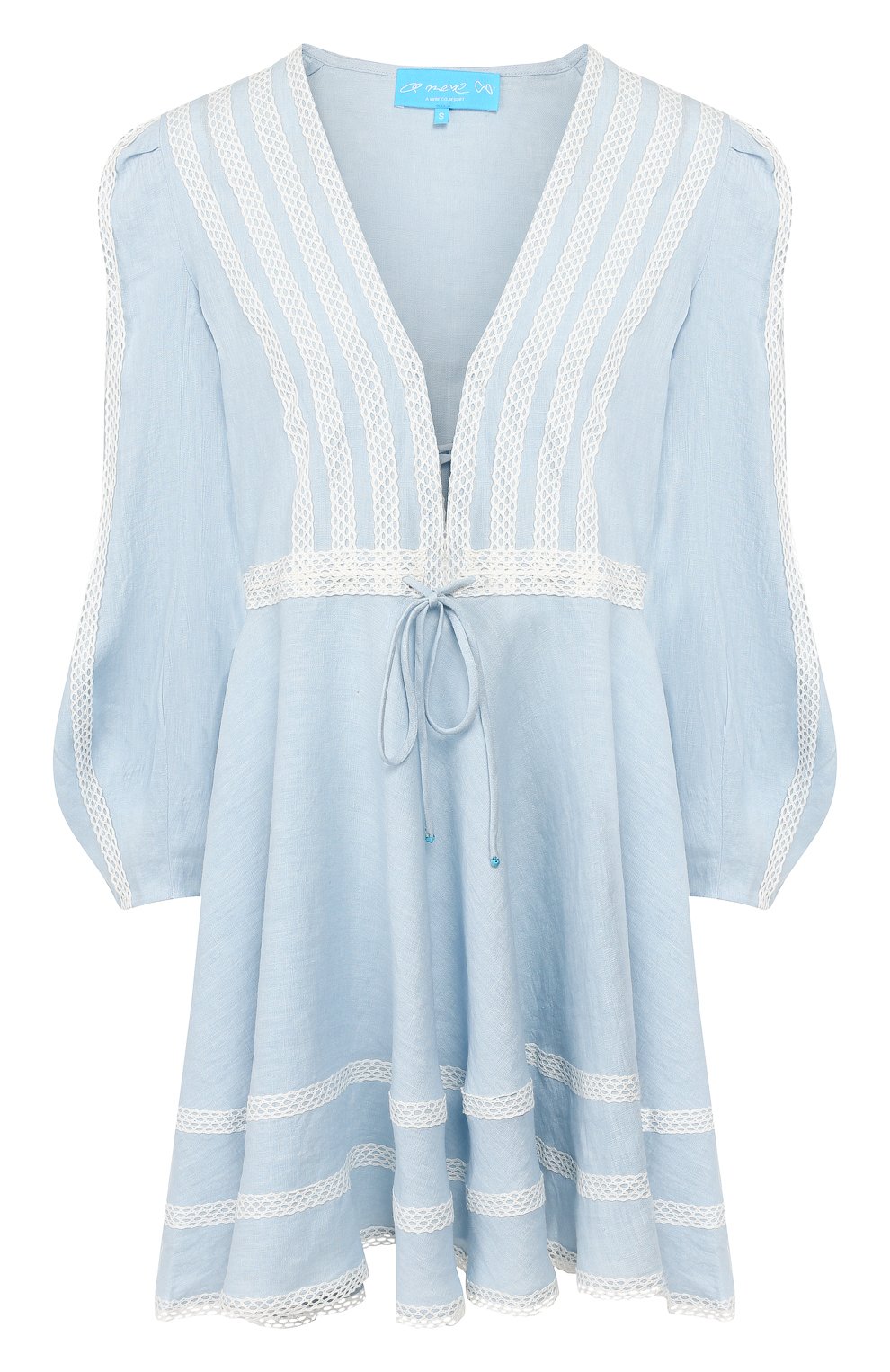 Льняное платье A MERE CO голубого цвета по цене 53650 руб., арт. AMC/R20V02, фото 1 Льняное платье A MERE CO, арт. AMC/R20V02, фото 1