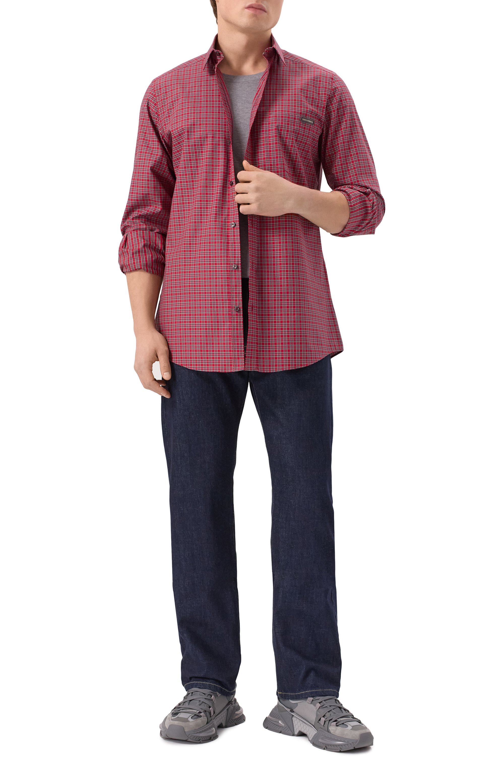 Хлопковая рубашка DOLCE & GABBANA красного цвета по цене 95050 руб., арт. G5JZ9T/GJ283, фото 2 Хлопковая рубашка DOLCE & GABBANA, арт. G5JZ9T/GJ283, фото 2