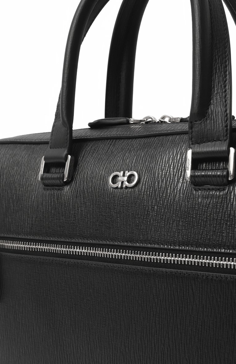 Мужская портфель gancini FERRAGAMO черного цвета, арт. 240986/753418 | Фото 3 (Размер: large; Ремень/цепочка: На ремешке; Драгоценные камни: Проставлено; Материал сплава: Проставлено; Материал: Натуральная кожа; Сумки-технические: Портфели)