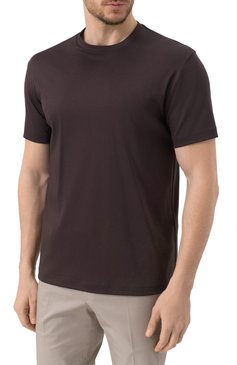 Мужская хлопковая футболка GIORGIO ARMANI темно-коричневого цвета, арт. 6LSM90/SJTKZ | Фото 3 (Рукава: Короткие; Длина (для топов): Стандартные; Принт: Без принта; Стили: Кэжуэл; Материал внешний: Хлопок; Кросс-КТ: Джерси; Мужское Кросс-КТ: Футболка-одежда)