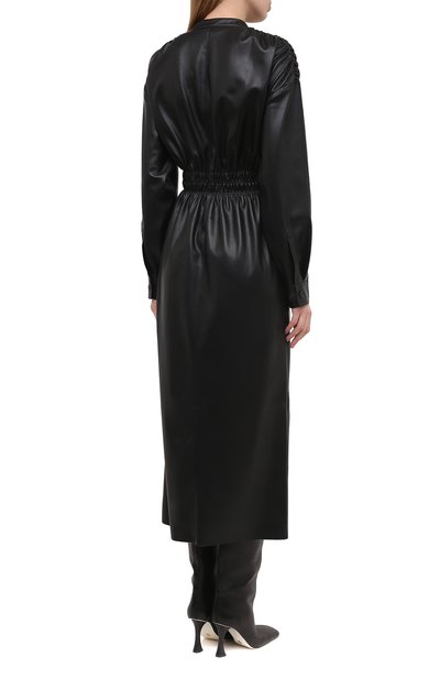 Платье из экокожи NANUSHKA черного цвета по цене 75600 руб., арт. JAYCE_BLACK_VEGAN LEATHER RUCHED, фото 4 Платье из экокожи NANUSHKA, арт. JAYCE_BLACK_VEGAN LEATHER RUCHED, фото 4