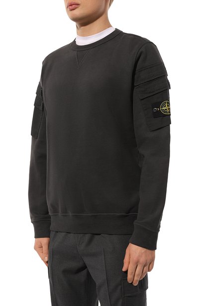 Хлопковый свитшот STONE ISLAND темно-серого цвета по цене 43200 руб., арт. 791560577, фото 3 Хлопковый свитшот STONE ISLAND, арт. 791560577, фото 3