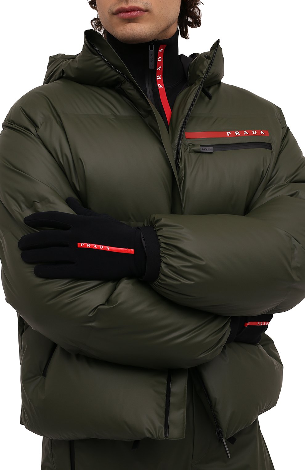 Комбинированные перчатки PRADA, арт. 4GG115-3K5X-F0002, фото 2