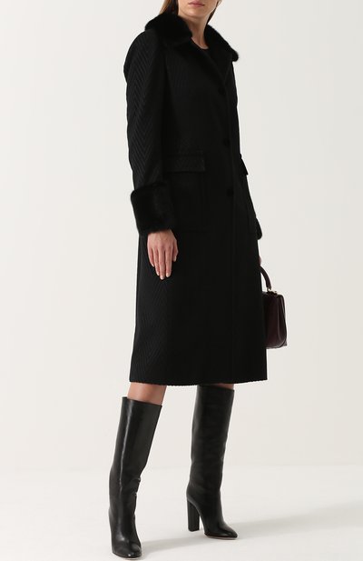 Вязаное пальто с отделкой из меха норки KITON, арт. D44611K05P35, фото 2