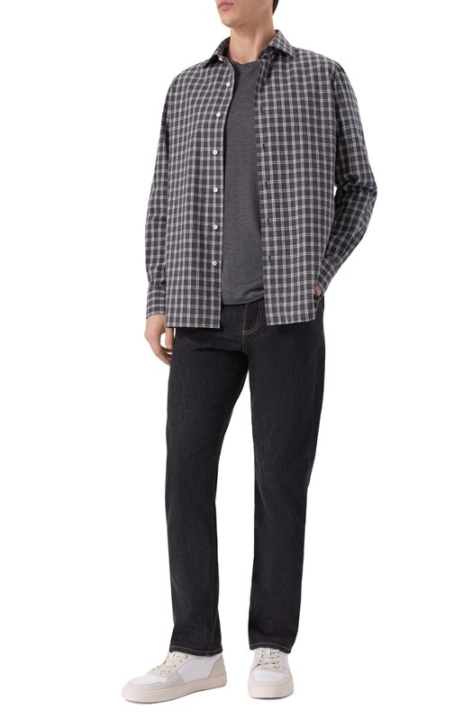 Футболка из шелка и хлопка 12 STOREEZ 133451 Серый  133451 Фото 2