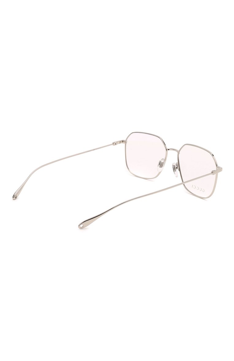 Женские оправа GUCCI серебряного цвета, арт. GG1032 006 | Фото 5 (Тип очков: Оправа; Региональные ограничения белый список (Axapta Mercury): RU, Не проставлено; Кросс-КТ: Оправы-унисекс; Нос: Не проставлено; Материал: Металл; Очки форма: Квадратные; Оптика Гендер: оптика-унисекс)