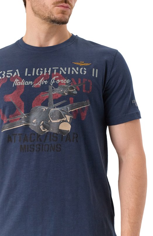 Хлопковая футболка Aeronautica Militare TS2472UJ00708 Синий  TS2472UJ00708 Фото 5