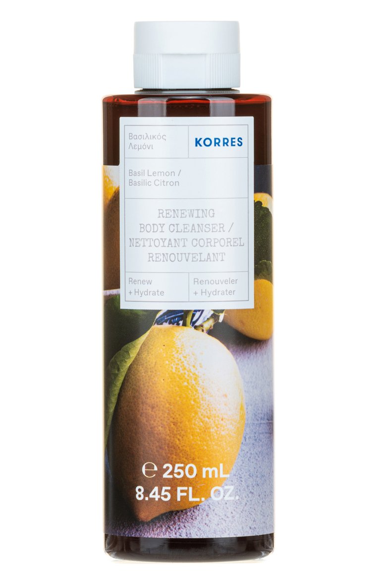 Гель для душа лимон, базилик (250ml) KORRES бесцветного цвета, арт. 5203069094460 | Фото 1 (Тип продукта: Гели; Назначение: Для тела; Региональные ограничения белый список (Axapta Mercury): Не проставлено; Косметика кросс-кт: Уход У)