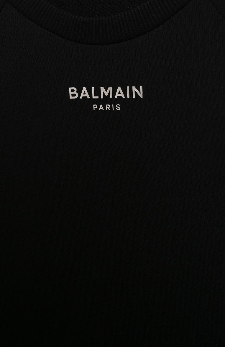 Детская хлопковый к�остюм BALMAIN черного цвета, арт. BU3P90 | Фото 6 (Материал внешний: Хлопок; Рукава: Длинные; Девочки Кросс-КТ: Костюмы-спорт)