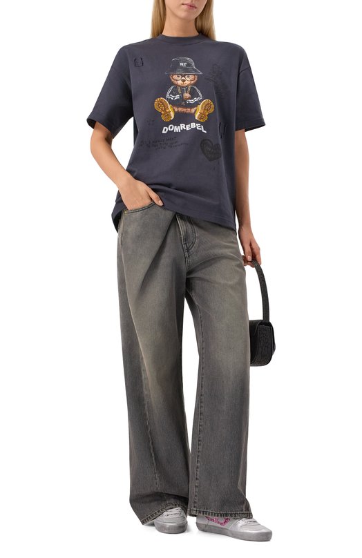 Хлопковая футболка DOMREBEL NY BEAR SKETCH T-SHIRT Чёрный  NY BEAR SKETCH T-SHIRT Фото 2