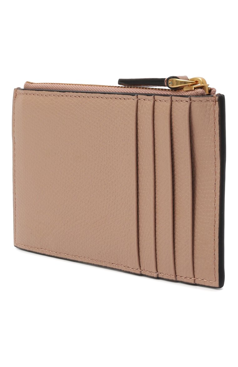 Женский кож�аный футляр для кредитных карт VALENTINO бежевого цвета, арт. 6W2P0W17/SNP | Фото 2 (Материал: Натуральная кожа; Нос: Не проставлено)