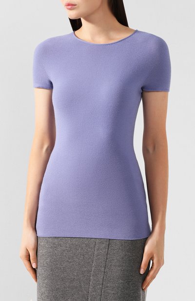 Футболка из вискозы GIORGIO ARMANI сиреневого цвета по цене 54200 руб., арт. 8NAM32/AM05Z, фото 3 Футболка из вискозы GIORGIO ARMANI, арт. 8NAM32/AM05Z, фото 3