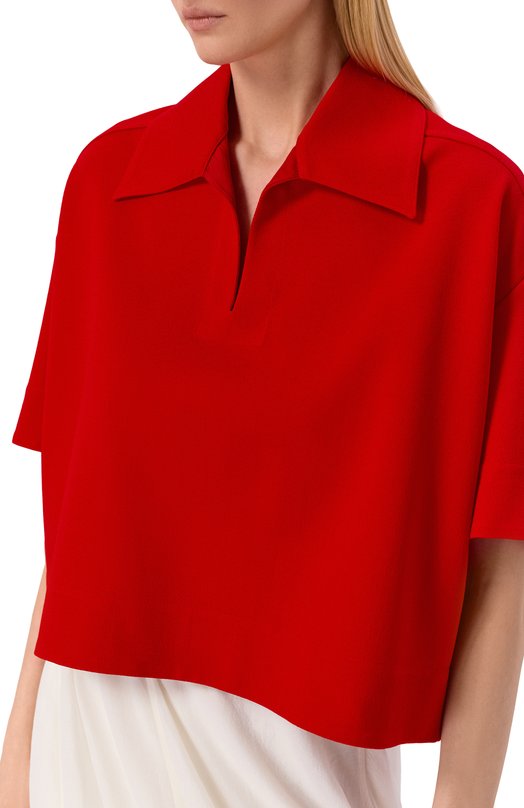 Поло из вискозы Jil Sander J02GL0108/J20340 Красный  J02GL0108/J20340 Фото 5