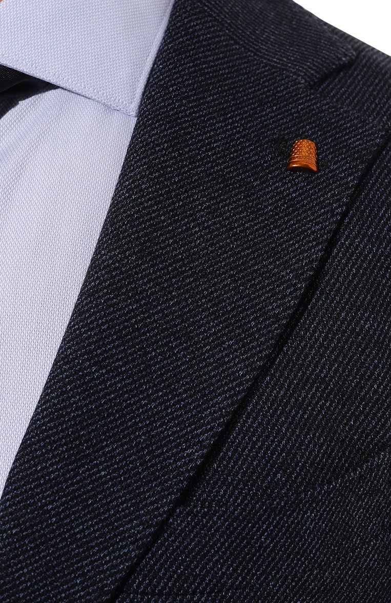 Мужской пиджак из шерсти и хлопка SARTORIA LATORRE темно-синего цвета, арт. JD74/JG106 | Фото 7 (Рукава: Длинные; Материал внешний: Шерсть, Хлопок; Драгоценные камни: Проставлено; Длина (для топов): Стандартные; Материал сплава: Проставлено; Пиджаки М: Прямой; 1-2-бортные: Однобортные; Стили: Классический; Случай: Формальный, Повседневный)