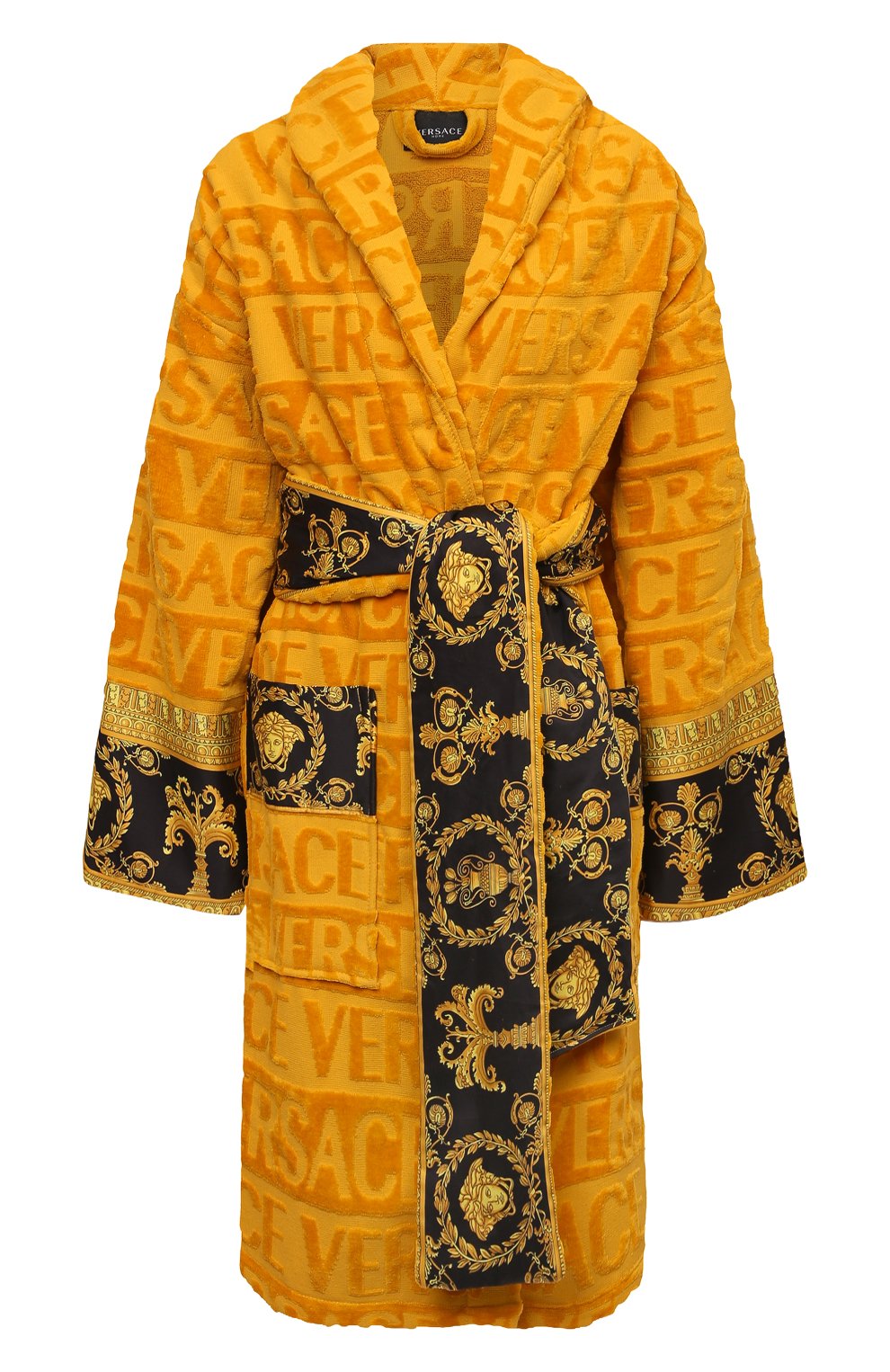 Хлопковый халат VERSACE оранжевого цвета по цене 73200 руб., арт. ZACJ00008/ZC0SP052, фото 1 Хлопковый халат VERSACE, арт. ZACJ00008/ZC0SP052, фото 1