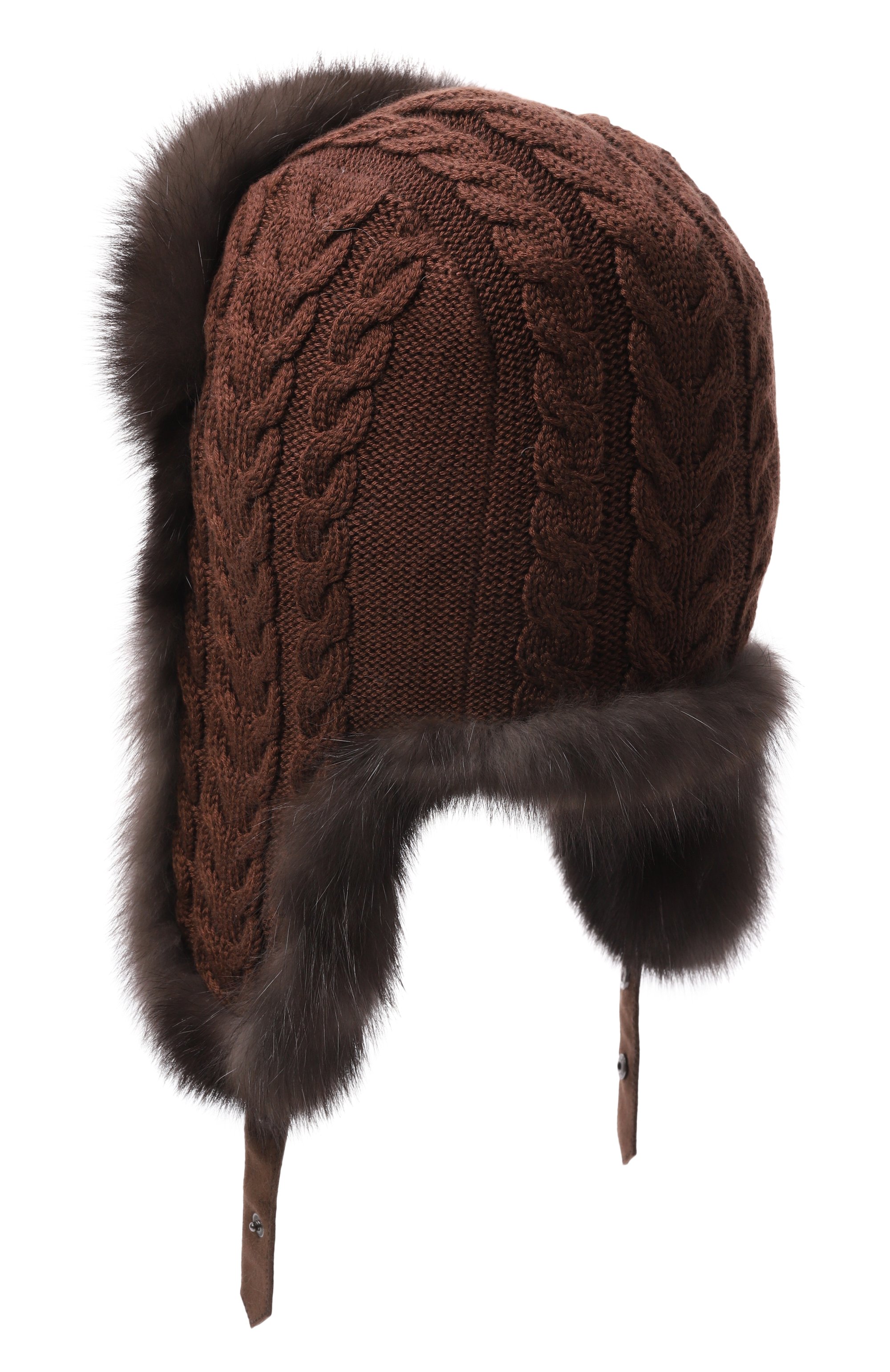 Кашемировая шапка-ушанка с мехом соболя BLACK SABLE, арт. BS-FHK-EB, фото 2