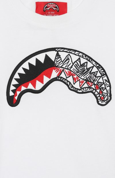 Хлопковая футболка SPRAYGROUND, арт. SPY1413WHT/SKETCH SHARK WHITE 0VER T-SHIRT, фото 3