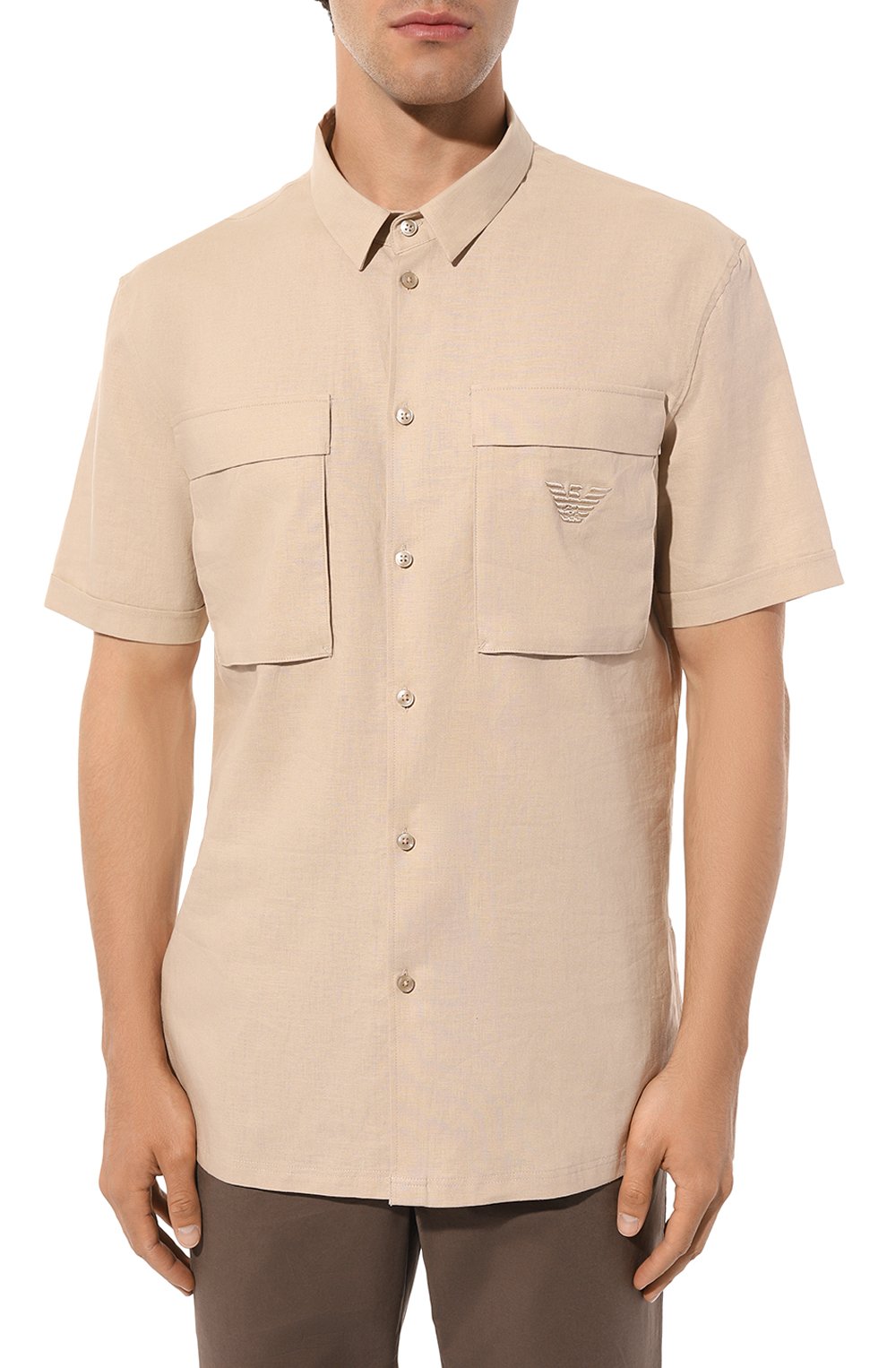 Рубашка изо льна и вискозы EMPORIO ARMANI, арт. 211861/3R467, фото 3