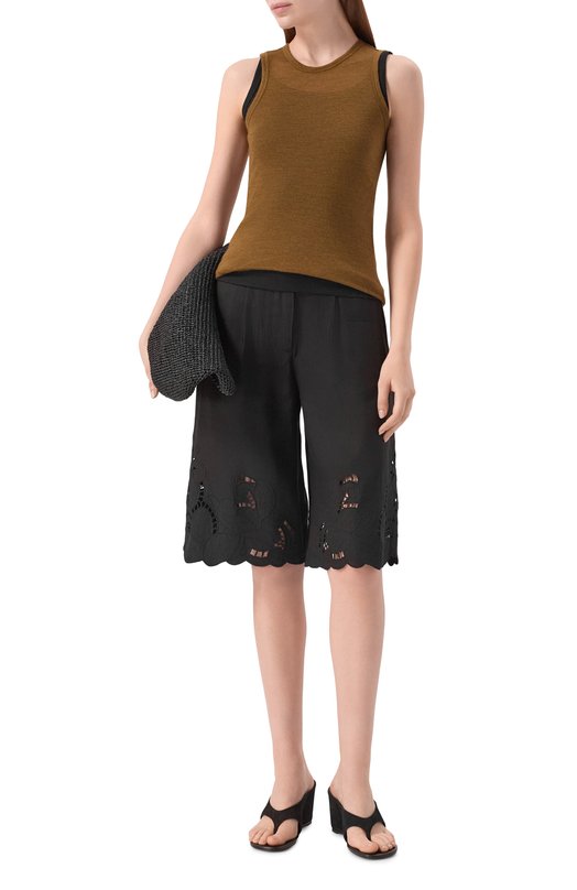 Шорты из вискозы и льна Erika Cavallini P6SL11 Чёрный  P6SL11 Фото 2
