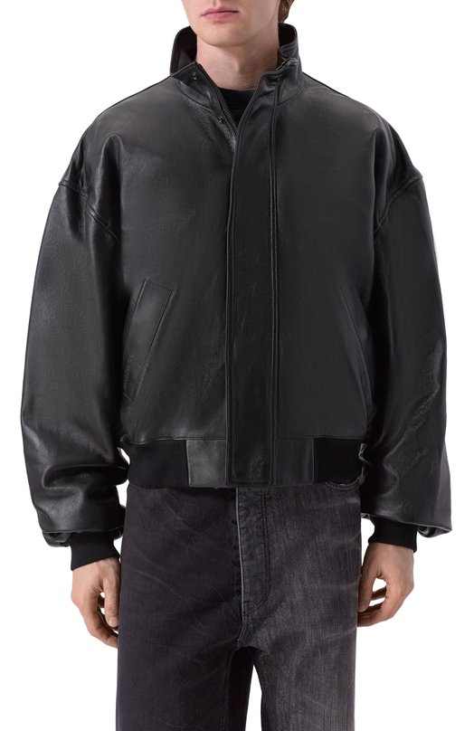 Кожаный бомбер Balenciaga 850010/TSS02 Чёрный  850010/TSS02 Фото 3