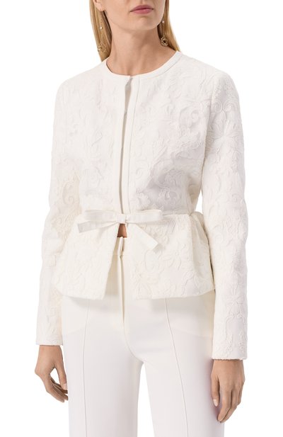 Жакет GIAMBATTISTA VALLI белого цвета по цене 399500 руб., арт. 25SSPVCA6022-02STA, фото 3 Жакет GIAMBATTISTA VALLI, арт. 25SSPVCA6022-02STA, фото 3