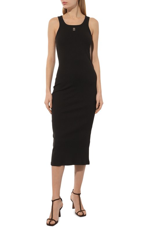 Хлопковое платье Brunello Cucinelli ML171B1310 Чёрный  ML171B1310 Фото 3