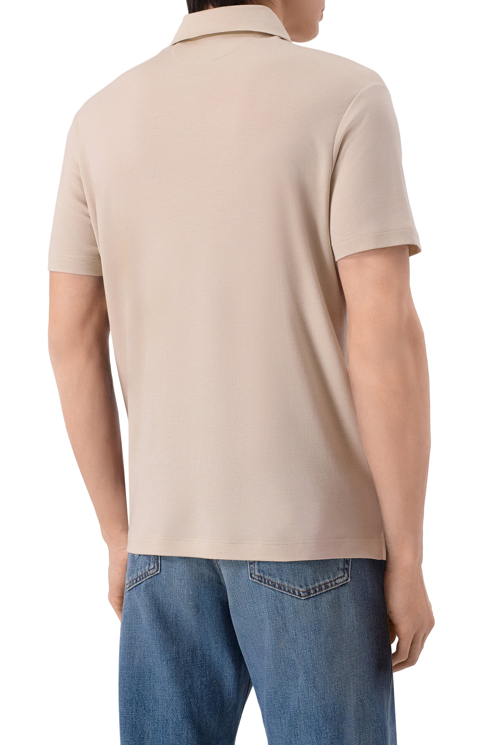 Поло из хлопка и лиоцелла PAUL&SHARK светло-бежевого цвета по цене 29150 руб., арт. 26411253, фото 4 Поло из хлопка и лиоцелла PAUL&SHARK, арт. 26411253, фото 4