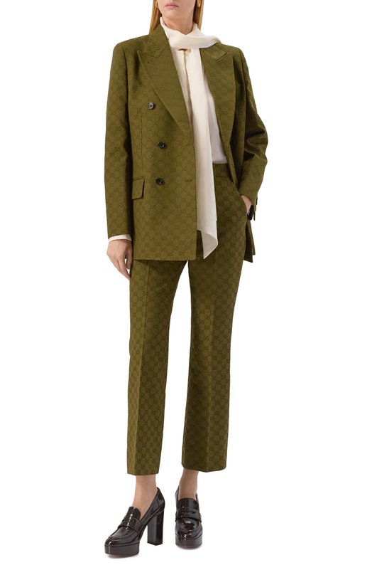 Хлопковые брюки Gucci 837435/Z7ADE Зелёный  837435/Z7ADE Фото 2