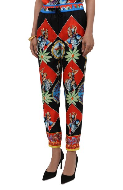 Шелковые джоггеры DOLCE & GABBANA разноцветного цвета по цене 120500 руб., арт. FTBPWT/FI1ND, фото 3 Шелковые джоггеры DOLCE & GABBANA, арт. FTBPWT/FI1ND, фото 3