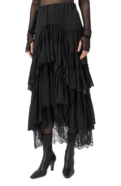 Шелковая юбка ISABEL BENENATO черного цвета по цене 199000 руб., арт. DW510F25, фото 3 Шелковая юбка ISABEL BENENATO, арт. DW510F25, фото 3