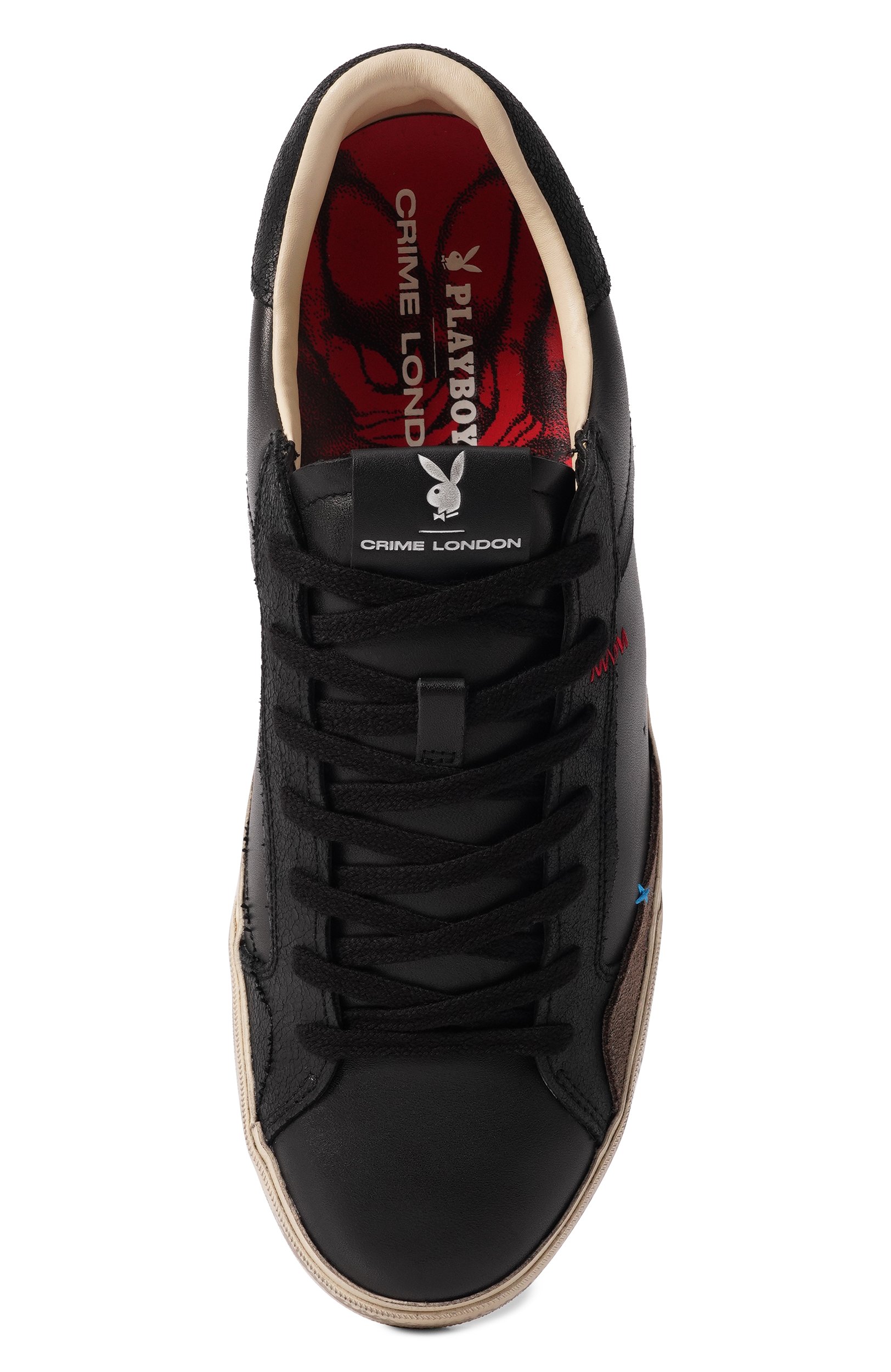 Кожаные кеды deconstructed playboy x crime london CRIME LONDON черного цвета по цене 26100 руб., арт. 77053AA9, фото 5 Кожаные кеды deconstructed playboy x crime london CRIME LONDON, арт. 77053AA9, фото 5
