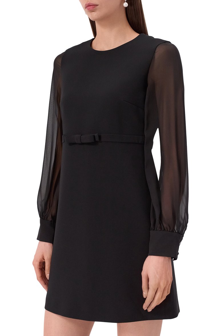 Женское платье MAX MARA STUDIO черного цвета, арт. RITM0 | Фото 3 (Длина Ж (юбки, платья, шорты): Мини; Рукава: Длинные; Материал внешний: Синтетический материал; Женское Кросс-КТ: Платье-одежда; Стили: Кэжуэл; Случай: Повседневный; Автоматизация состава: Проставлено; Автоматизация ТО: Проставлено)