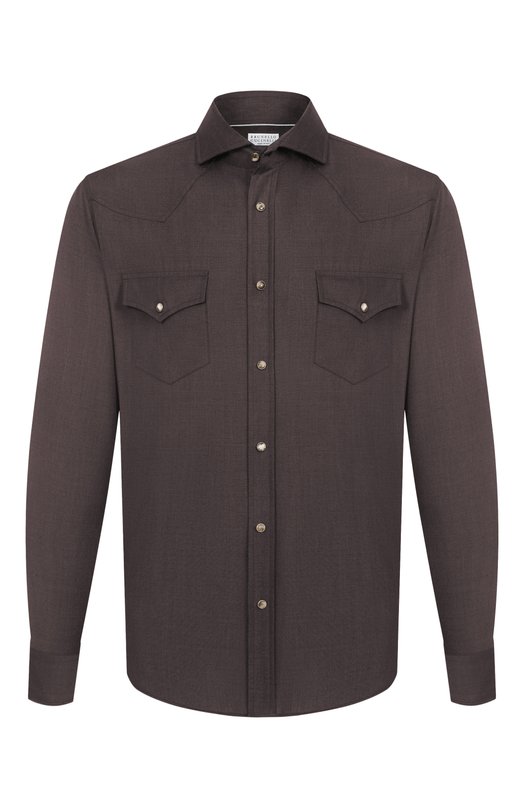 Шерстяная рубашка Brunello Cucinelli MM6704008 Коричневый MM6704008